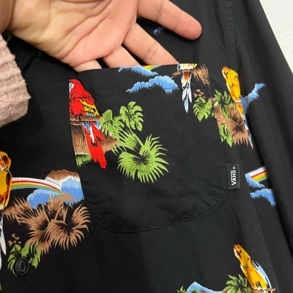 Vans Men's Black Tropical Parrot Shirt Size M - Picture 5 of 8